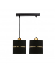 CANDELLUX Assam lampa wisząca czarny+złoty 2x60w e27 abażur czarny+złoty pasek 32-17321