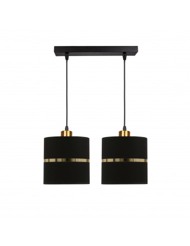CANDELLUX Assam lampa wisząca czarny+złoty 2x60w e27 abażur czarny+złoty pasek 32-17321