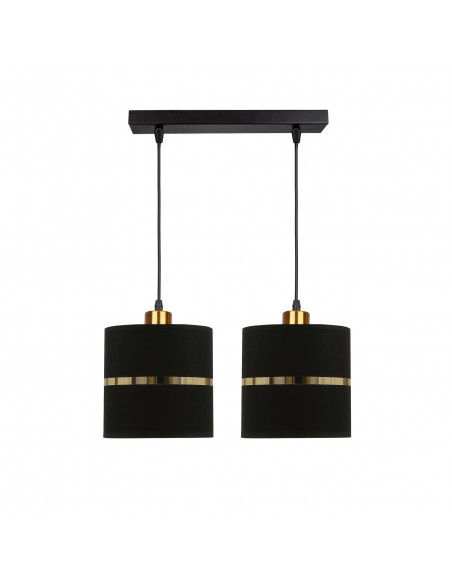 CANDELLUX Assam lampa wisząca czarny+złoty 2x60w e27 abażur czarny+złoty pasek 32-17321