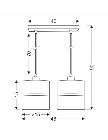 CANDELLUX Assam lampa wisząca czarny+złoty 2x60w e27 abażur czarny+złoty pasek 32-17321