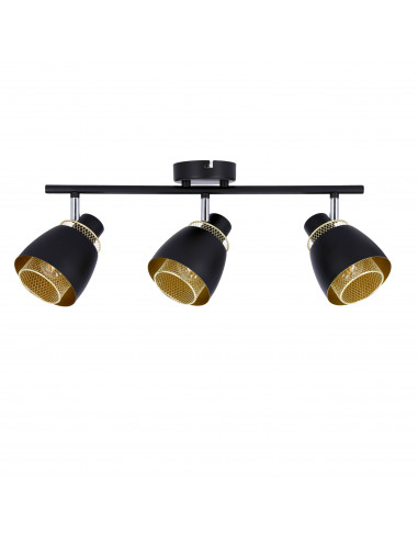 CANDELLUX Aleksandria lampa sufitowa listwa czarny 3x40w e14 klosz czarny+złoty 93-13767