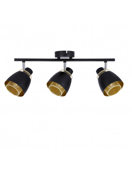 CANDELLUX Aleksandria lampa sufitowa listwa czarny 3x40w e14 klosz czarny+złoty 93-13767