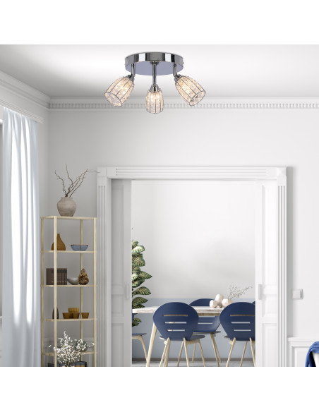 CANDELLUX Shiba lampa sufitowa plafon chromowy 3x15w g9 klosz bezbarwny 98-13408