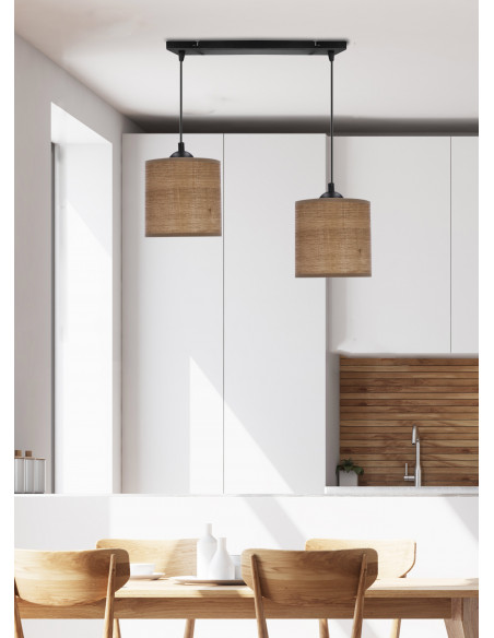 CANDELLUX LEGNO LAMPA WISZĄCA CZARNY 15 2X40W E27 ABAŻUR ORZECHOWY 32-18328