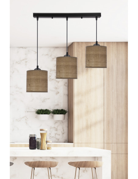 CANDELLUX LEGNO LAMPA WISZĄCA CZARNY 15 3X40W E27 ABAŻUR ORZECHOWY 33-18335