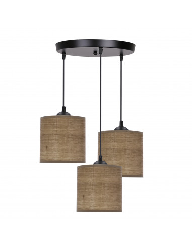CANDELLUX LEGNO LAMPA WISZĄCA CZARNY TALERZ 15 3X40W E27 ABAŻUR ORZECHOWY 33-18342