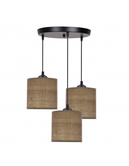 CANDELLUX LEGNO LAMPA WISZĄCA CZARNY TALERZ 15 3X40W E27 ABAŻUR ORZECHOWY 33-18342