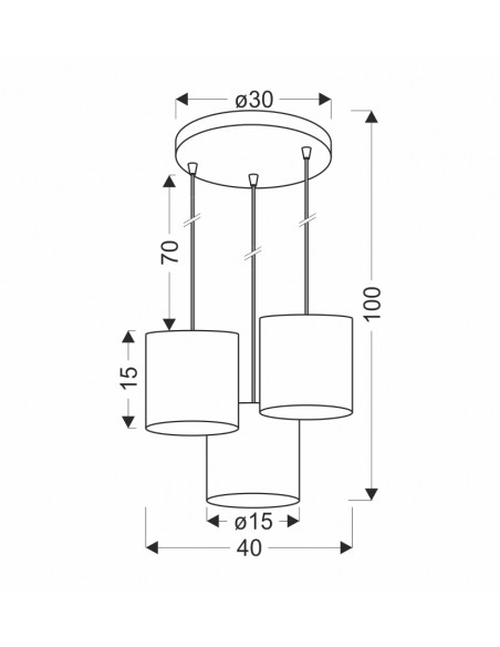 CANDELLUX LEGNO LAMPA WISZĄCA CZARNY TALERZ 15 3X40W E27 ABAŻUR ORZECHOWY 33-18342
