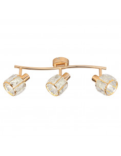 CANDELLUX Dubai lampa sufitowa listwa różowy złoty 3x40W E14 klosz złoty z kryszt transp 93-23490
