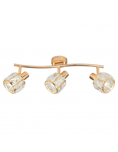 CANDELLUX Dubai lampa sufitowa listwa różowy złoty 3x40W E14 klosz złoty z kryszt transp 93-23490