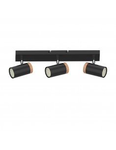 CANDELLUX LAGOS LAMPA SUFITOWA CZARNY 3X15W GU10 KLOSZ CZARNY+DREWNIANY 93-13729