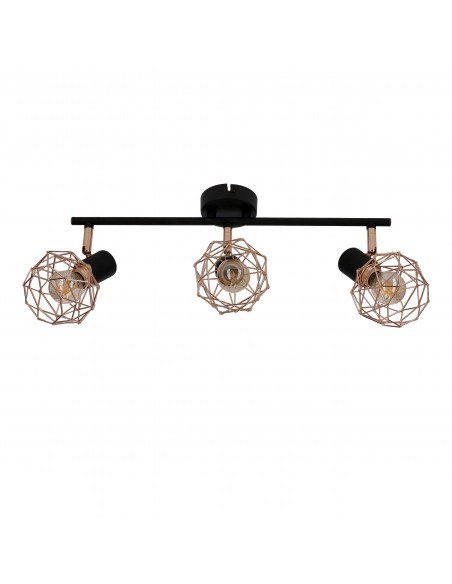 CANDELLUX ACROBAT LISTWA 3X40W E14 CZARNY KLOSZ MIEDZIANY 93-22219