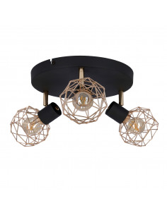 CANDELLUX ACROBAT PLAFON 3X40W E14 CZARNY KLOSZ MIEDZIANY 98-22233