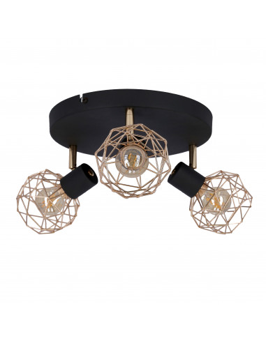 CANDELLUX ACROBAT PLAFON 3X40W E14 CZARNY KLOSZ MIEDZIANY 98-22233