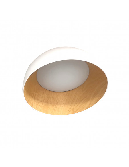 CANDELLUX TRENTO LAMPA SUFITOWA PLAFON BIAŁO DREWNIANY 18W LED 35 CM KLOSZ BIAŁY 13-24169