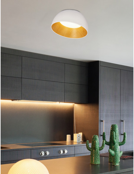 CANDELLUX TRENTO LAMPA SUFITOWA PLAFON BIAŁO DREWNIANY 18W LED 35 CM KLOSZ BIAŁY 13-24169