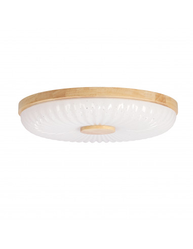 CANDELLUX TART LAMPA SUFITOWA PLAFON DREWNIANY 24W LED 38CM BIAŁY+DREWNIANY 4000K 13-24954