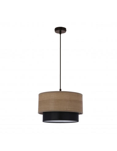CANDELLUX RUBEN LAMPA WISZĄCA CZARNY 1X60 E27 ABAŻUR ORZECHOWY+CZARNY 31-21656