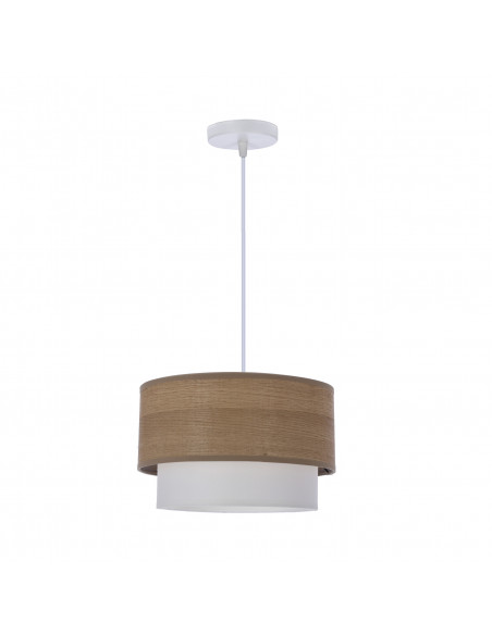 CANDELLUX RUBEN LAMPA WISZĄCA BIAŁY 1X60 E27 ABAŻUR ORZECHOWY+BIAŁY 31-21694