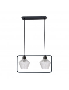 CANDELLUX NIKO LAMPA WISZĄCA CZARNY 2X40W E27 KLOSZ BEZBARWNY KARBOWANY 32-26859