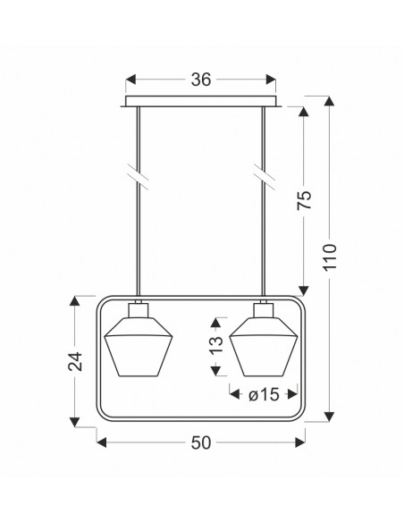 CANDELLUX NIKO LAMPA WISZĄCA CZARNY 2X40W E27 KLOSZ BEZBARWNY KARBOWANY 32-26859
