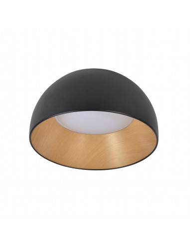 CANDELLUX LIGURIA LAMPA SUFITOWA PLAFON CZARNO DREWNIANY 18W LED 35 CM KLOSZ BIAŁY 13-24152