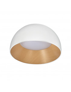 CANDELLUX LIGURIA LAMPA SUFITOWA PLAFON BIAŁO DREWNIANY 18W LED 35 CM KLOSZ BIAŁY 13-24145
