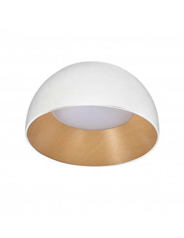 CANDELLUX LIGURIA LAMPA SUFITOWA PLAFON BIAŁO DREWNIANY 18W LED 35 CM KLOSZ BIAŁY 13-24145