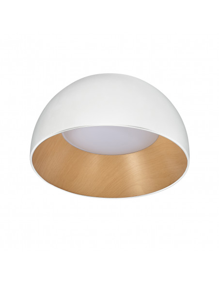 CANDELLUX LIGURIA LAMPA SUFITOWA PLAFON BIAŁO DREWNIANY 18W LED 35 CM KLOSZ BIAŁY 13-24145