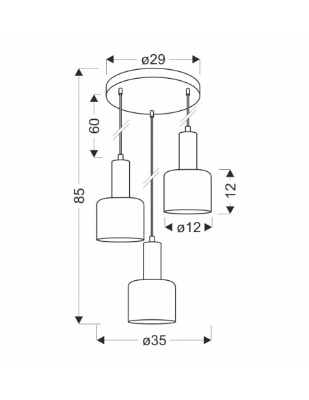CANDELLUX ISAR LAMPA WISZĄCA TALERZ CZARNY 3X40 E27 KLOSZ BURSZTYNOWY 33-21328