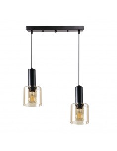 CANDELLUX ISAR LAMPA WISZĄCA CZARNY 2X40 E27 KLOSZ BURSZTYNOWY 32-21304