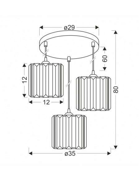 CANDELLUX GLASSIA LAMPA WISZĄCA TALERZ CZARNY 3X40 E27 KLOSZ CZARNY+KRYSZTAŁY BEZBARWNE 33-21137