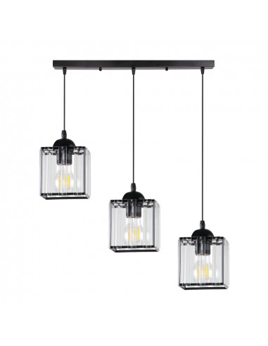 CANDELLUX GLASSIA LAMPA WISZĄCA CZARNY 3X40 E27 KLOSZ CZARNY+KRYSZTAŁY BEZBARWNE 33-21120