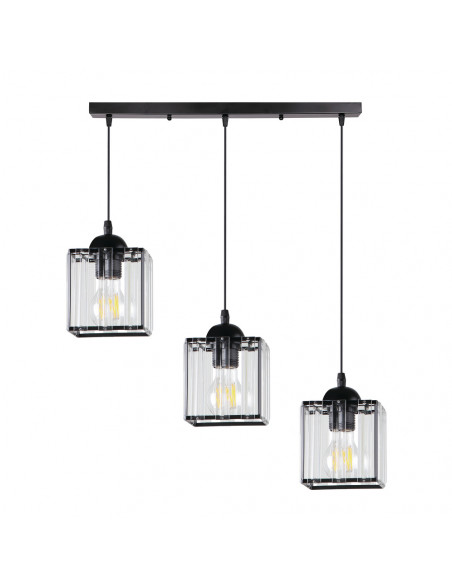 CANDELLUX GLASSIA LAMPA WISZĄCA CZARNY 3X40 E27 KLOSZ CZARNY+KRYSZTAŁY BEZBARWNE 33-21120