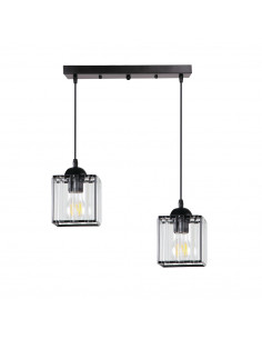 CANDELLUX GLASSIA LAMPA WISZĄCA CZARNY 2X40 E27 KLOSZ CZARNY+KRYSZTAŁY BEZBARWNE 32-21113