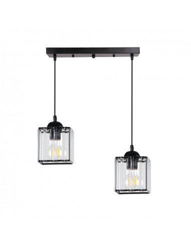 CANDELLUX GLASSIA LAMPA WISZĄCA CZARNY 2X40 E27 KLOSZ CZARNY+KRYSZTAŁY BEZBARWNE 32-21113