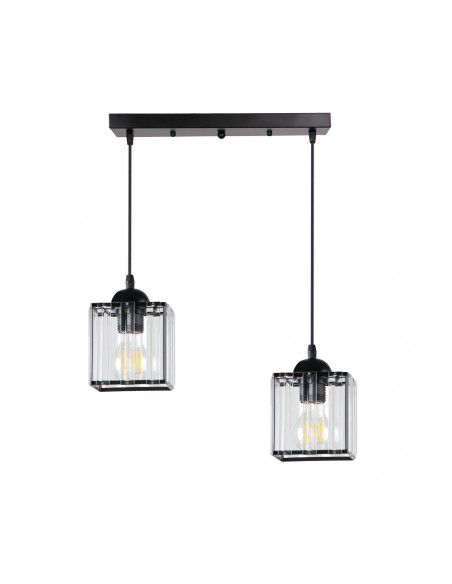 CANDELLUX GLASSIA LAMPA WISZĄCA CZARNY 2X40 E27 KLOSZ CZARNY+KRYSZTAŁY BEZBARWNE 32-21113