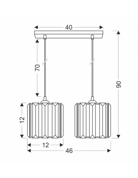 CANDELLUX GLASSIA LAMPA WISZĄCA CZARNY 2X40 E27 KLOSZ CZARNY+KRYSZTAŁY BEZBARWNE 32-21113