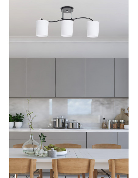 CANDELLUX ESNYR LAMPA SUFITOWA CHROMOWY+CZARNY 3X40 E27 KLOSZ BIAŁY 33-22660