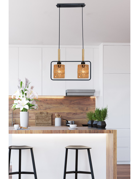 CANDELLUX CROWN LAMPA WISZĄCA CZARNY 2X40W E27 ABAŻUR BEŻOWY 32-26774