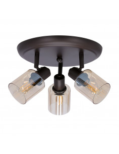 CANDELLUX AGRA LAMPA SUFITOWA PLAFON BRUNATNY 3X40W E14 KLOSZ BURSZTYNOWY 98-25067