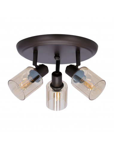 CANDELLUX AGRA LAMPA SUFITOWA PLAFON BRUNATNY 3X40W E14 KLOSZ BURSZTYNOWY 98-25067
