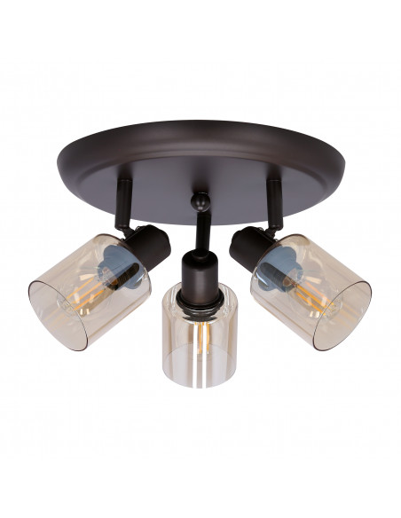 CANDELLUX AGRA LAMPA SUFITOWA PLAFON BRUNATNY 3X40W E14 KLOSZ BURSZTYNOWY 98-25067