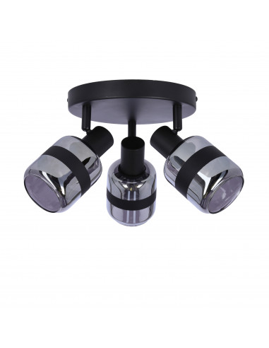 CANDELLUX YUKI LAMPA PLAFON CZARNY MATOWY 3X15W E14 KLOSZ DYMIONY 98-13439