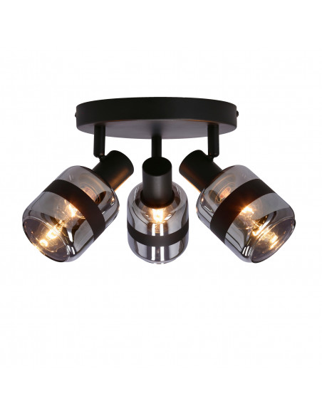 CANDELLUX YUKI LAMPA PLAFON CZARNY MATOWY 3X15W E14 KLOSZ DYMIONY 98-13439