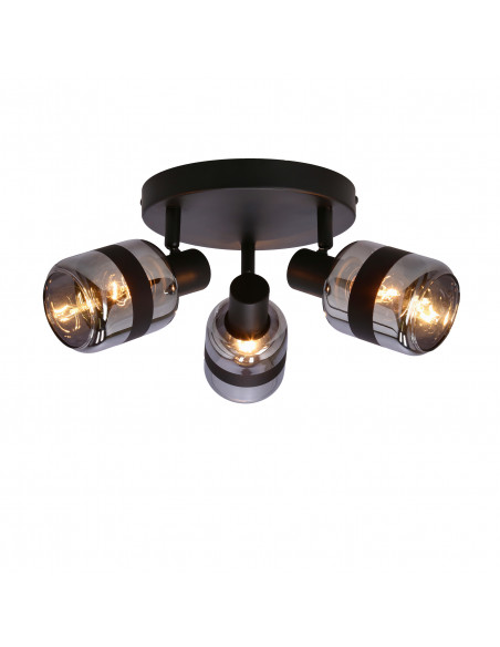 CANDELLUX YUKI LAMPA PLAFON CZARNY MATOWY 3X15W E14 KLOSZ DYMIONY 98-13439