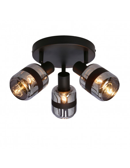 CANDELLUX YUKI LAMPA PLAFON CZARNY MATOWY 3X15W E14 KLOSZ DYMIONY 98-13439
