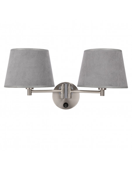 CANDELLUX IBIS LAMPA KINKIET SATYNOWY 2X40W E14 ABAŻUR GRAFITOWY 22-27610