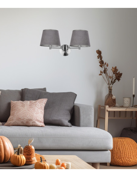 CANDELLUX IBIS LAMPA KINKIET SATYNOWY 2X40W E14 ABAŻUR GRAFITOWY 22-27610