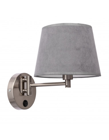 CANDELLUX IBIS LAMPA KINKIET SATYNOWY 1X40W E14 ABAŻUR GRAFITOWY 21-27887